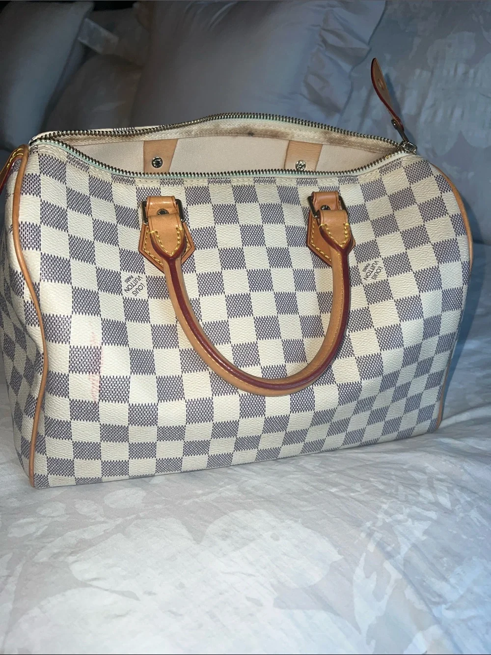 Checkered handbag - White/Blue Check